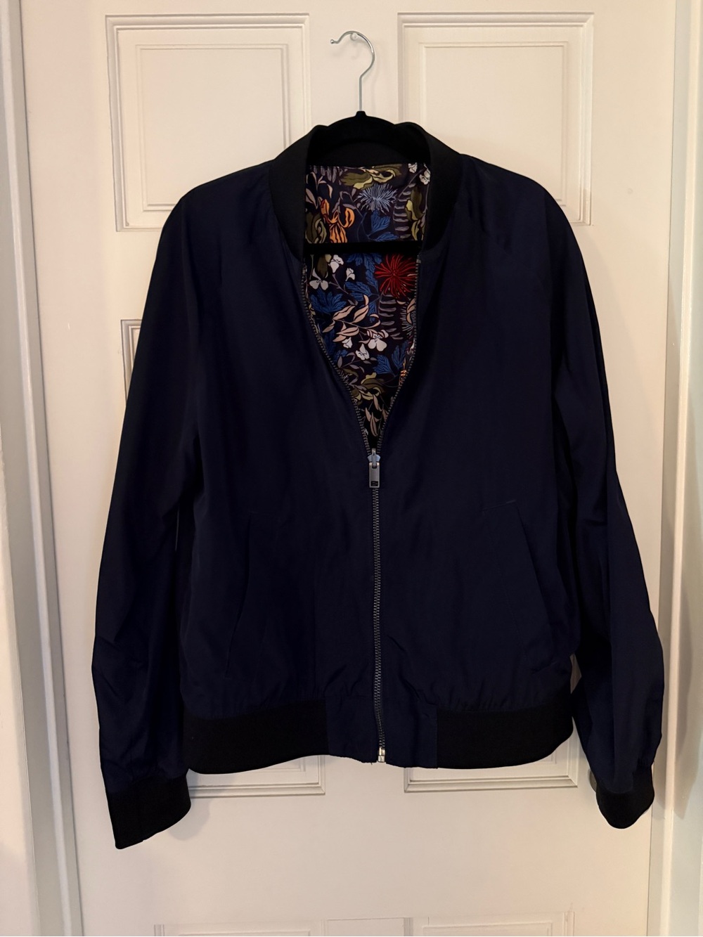 REVERSIBLE! Men's Navy/Floral Bomber Jacket